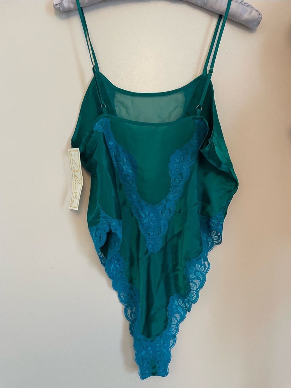 delicates Teal Satin Lace Camisole